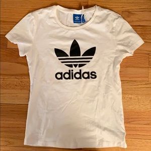 womens white short sleeve adidas shirt size Small